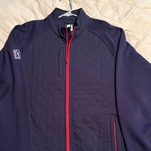 Men's Performance Jacket in Navy with Red Trim
